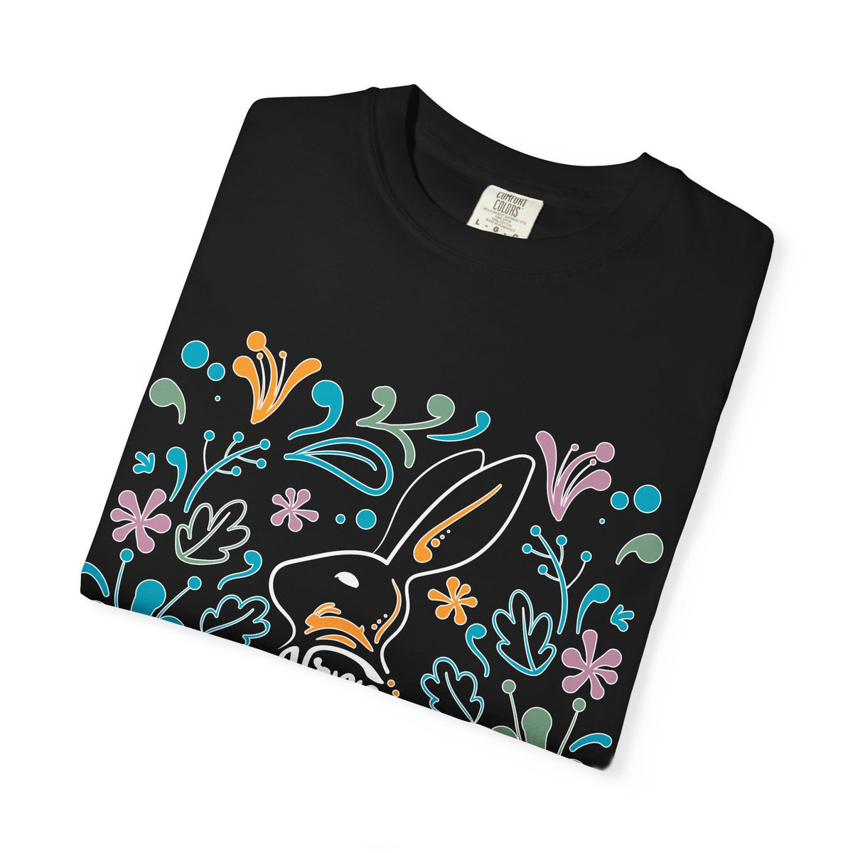 Easter Bunny Floral T-Shirt, Tee Shirt with Easter Signature, T Shirt with Easter Prints, Tee Shirt with Easter Design