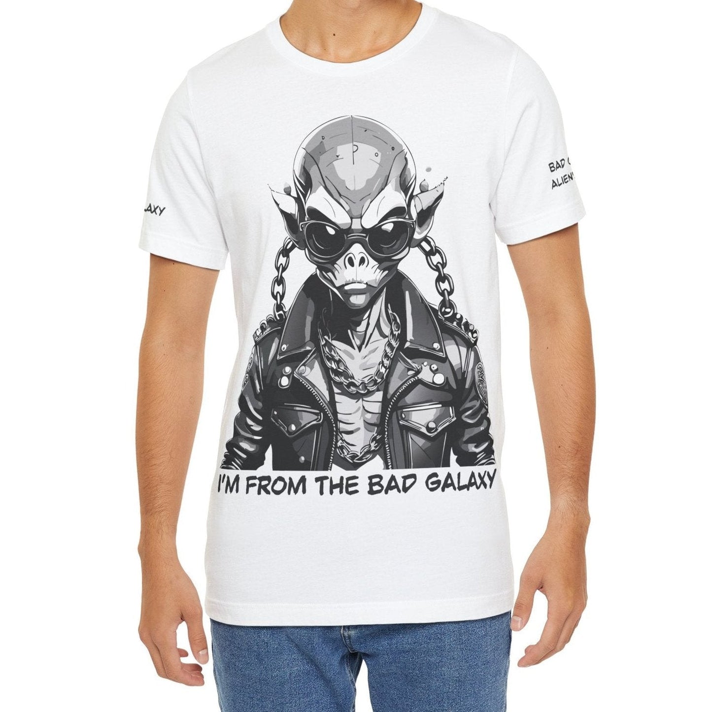 Tee Shirt With Alien From Bad Galaxy Made To Order 100 Percent Cotton Eco Friendly Inks USA