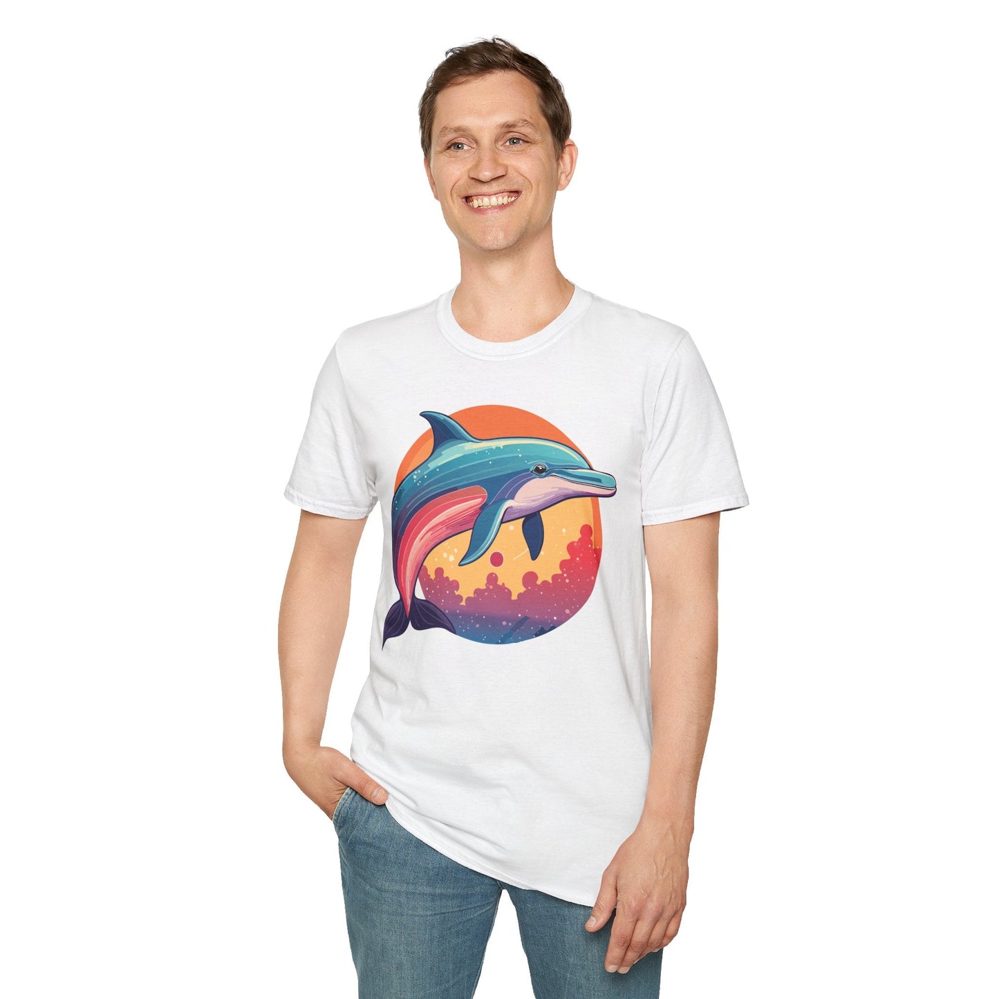 Dolphin Shirt For Unisex Adults Gildan Softstyle 64000 Ring Spun Cotton Tee Fish Tee