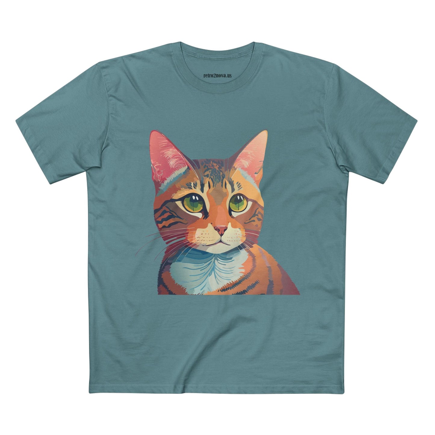Retro2Nova Cat Art Tee Unisex Premium Cotton Shirt With Original Artwork Design Soft Breathable Comfort Everyday Wear