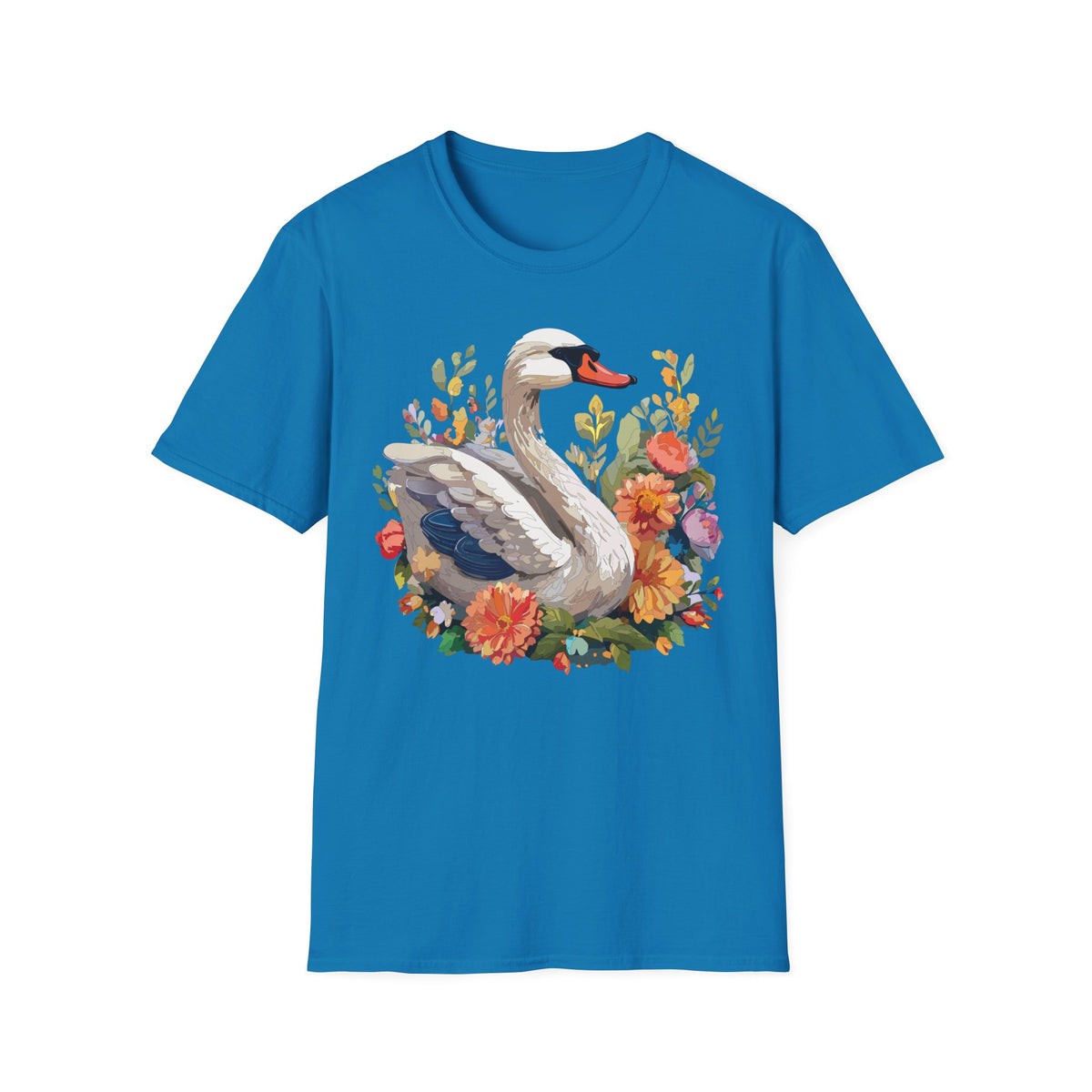 Swan Floral Illustration T-Shirt | Swans, Flowers, Botanical Art