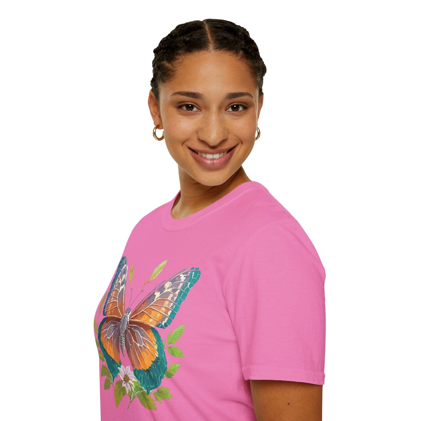 Unisex Butterfly Shirt With Monarch Design Cotton Tee Gildan 64000 Softstyle Comfort