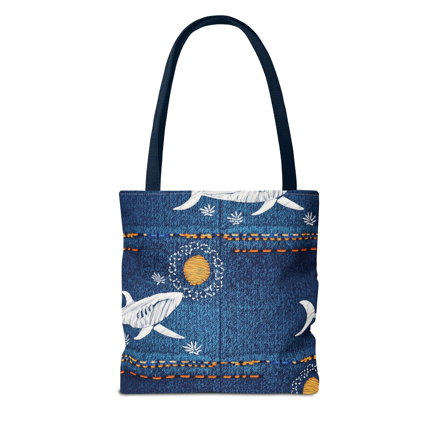 Denim Fabric Imitation Print Unisex Canvas Bag Poly Spun 3 Sizes Tote Bag 182-17