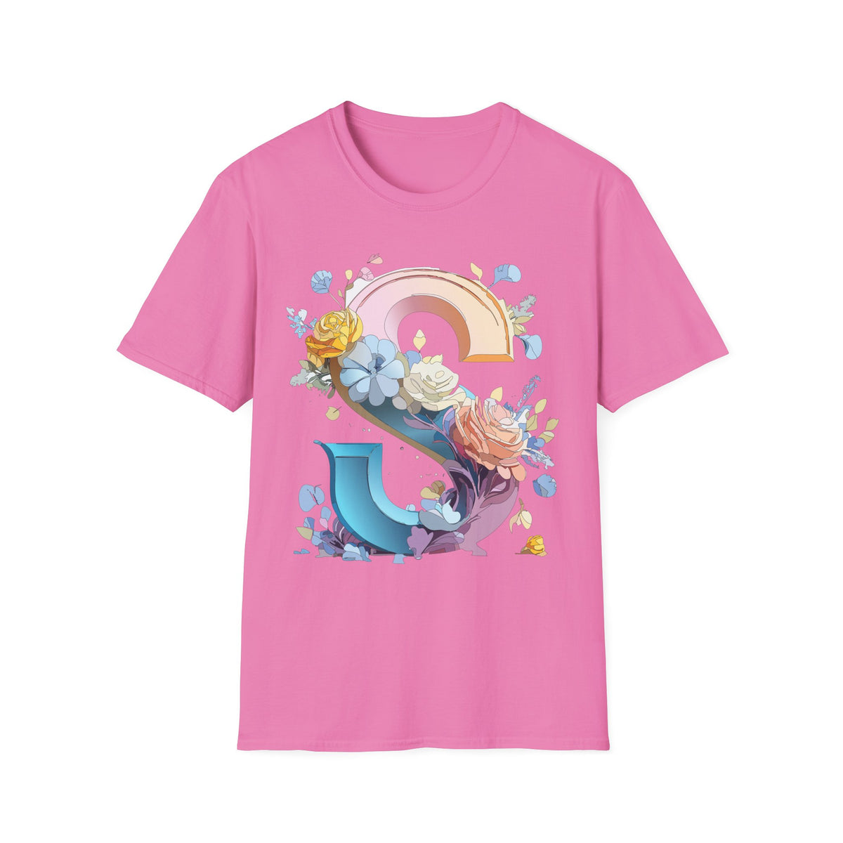 Floral Rainbow Letter S T-Shirt | Floral Initial Tee