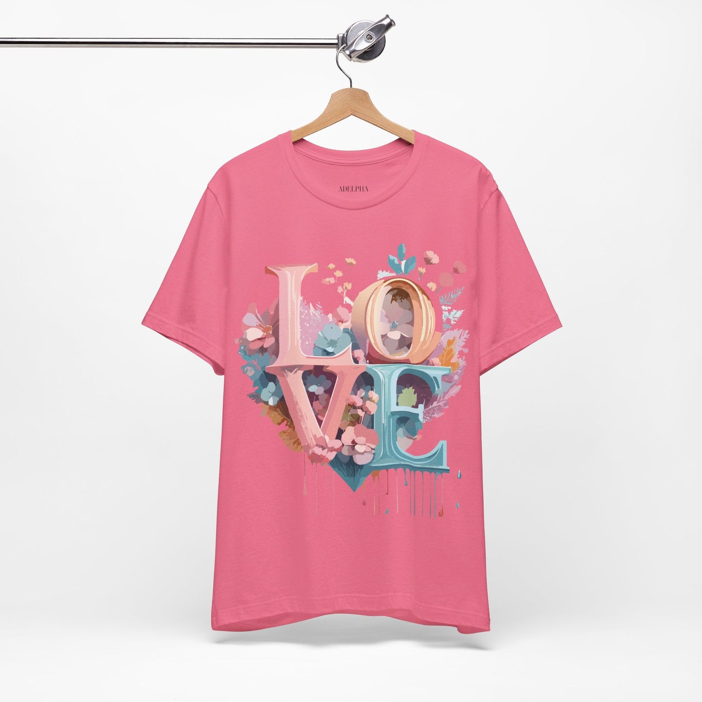 Valentine Day Graphic Unisex 100 Cotton Vintage Artwork with Love and Flower Design Tee 53