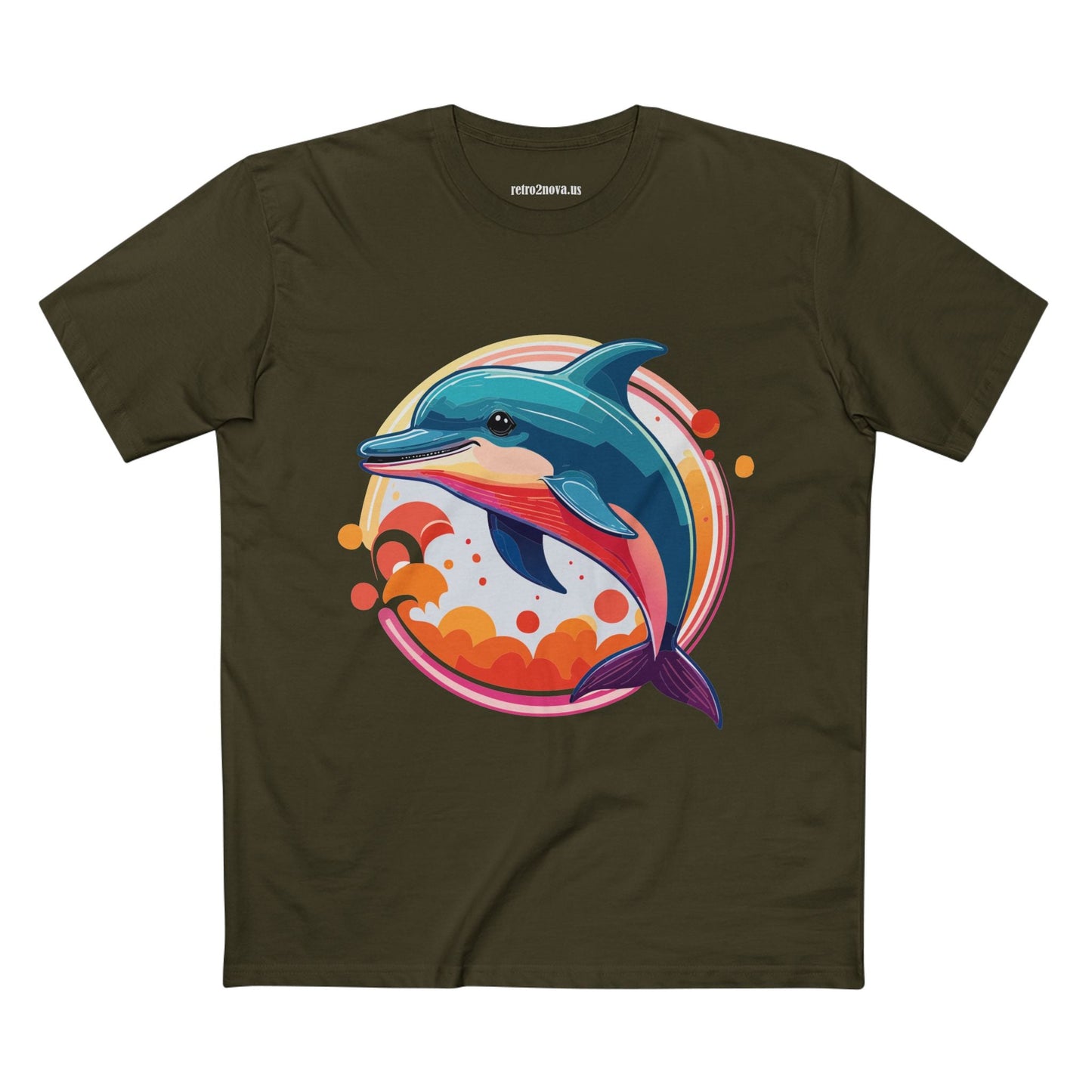 Dolphin Art Shirt Unisex Premium Cotton Tee By Retro2Nova Original Ocean Animal Design For Everyday Comfort