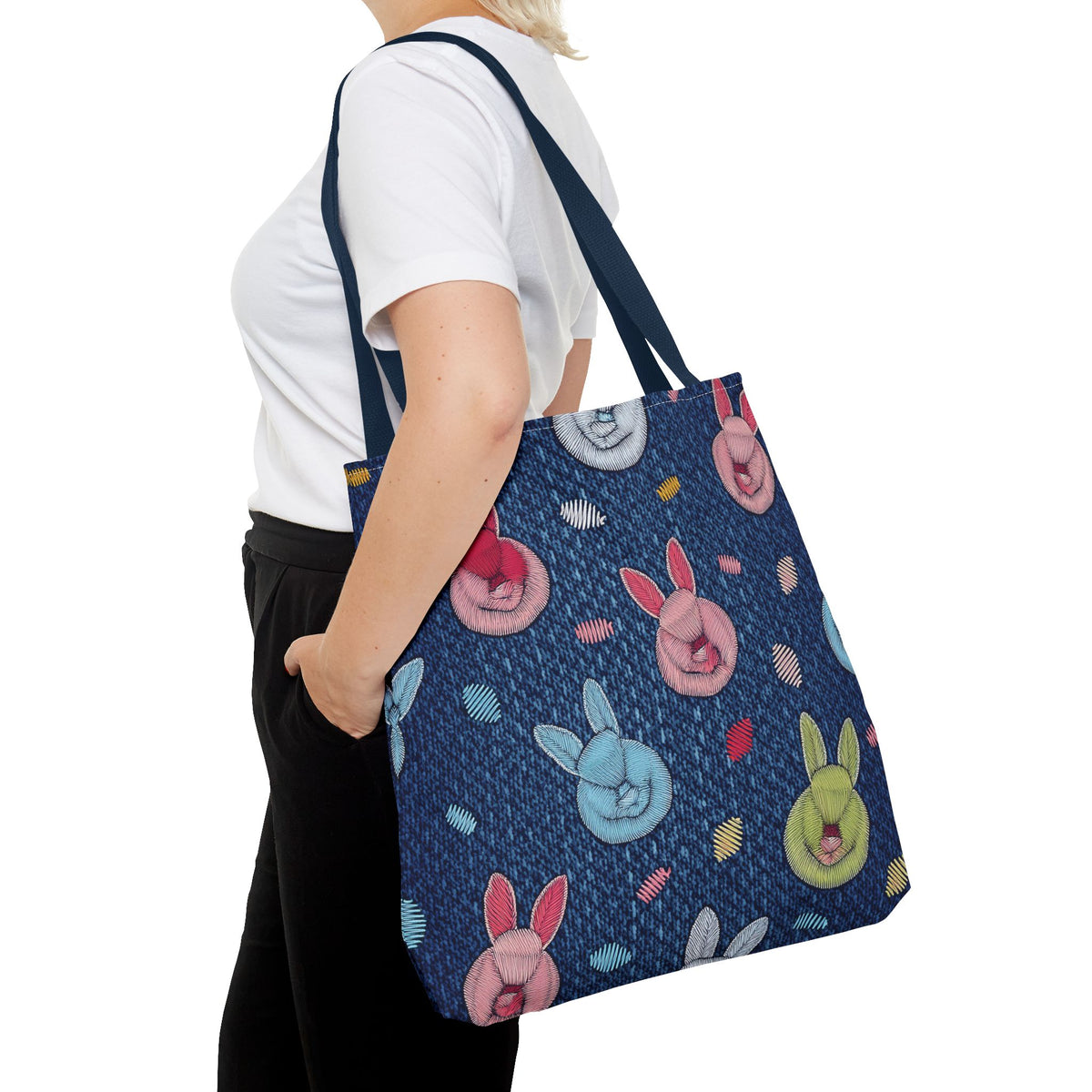 Denim Fabric Imitation Print Unisex Canvas Bag Poly Spun 3 Sizes Tote Bag 192-4