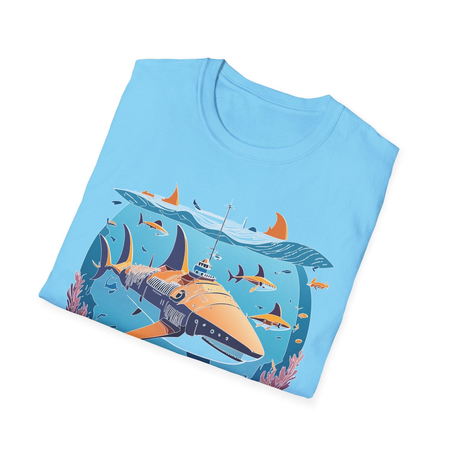 Ocean Tee Shirt Unisex Softstyle Cotton Tee 4.5 Oz Lightweight U Boat Theme Design
