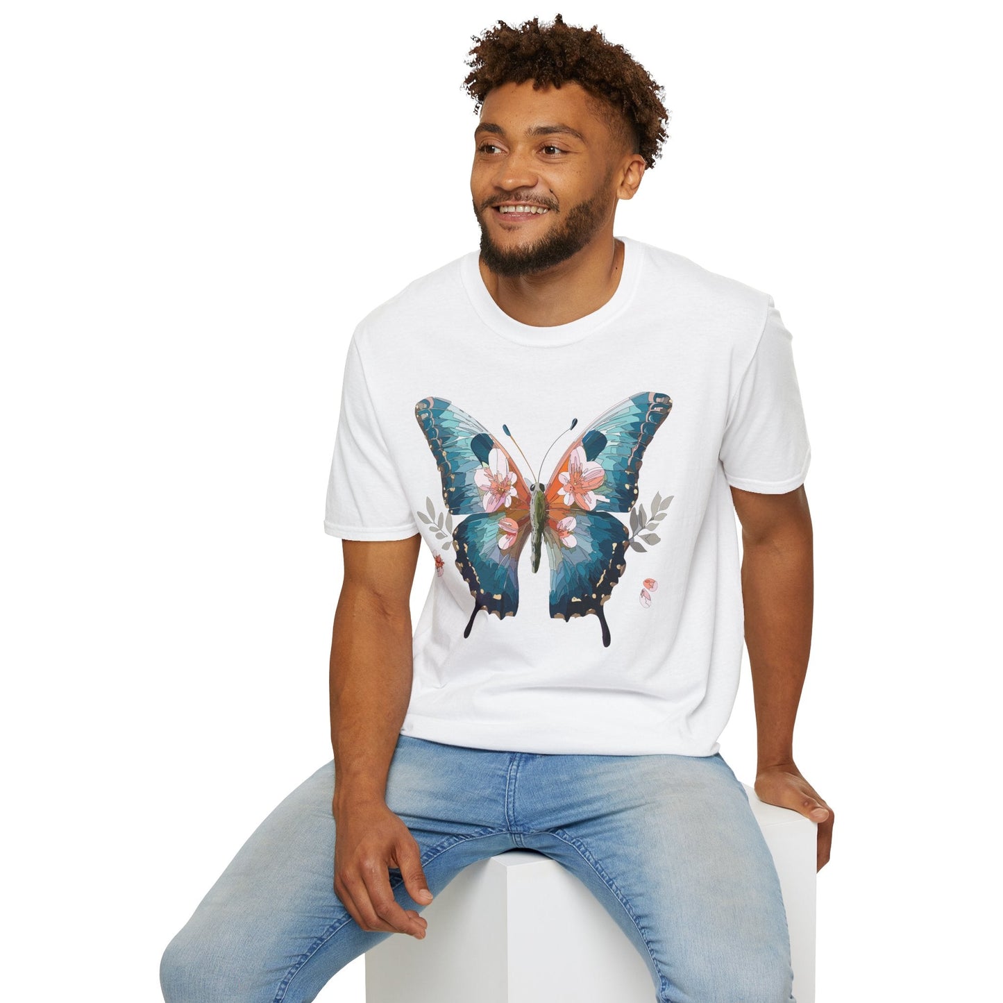 Butterfly Shirt Unisex T Shirt Monarch Butterfly Print Gildan Softstyle 64000 Cotton Tee Classic