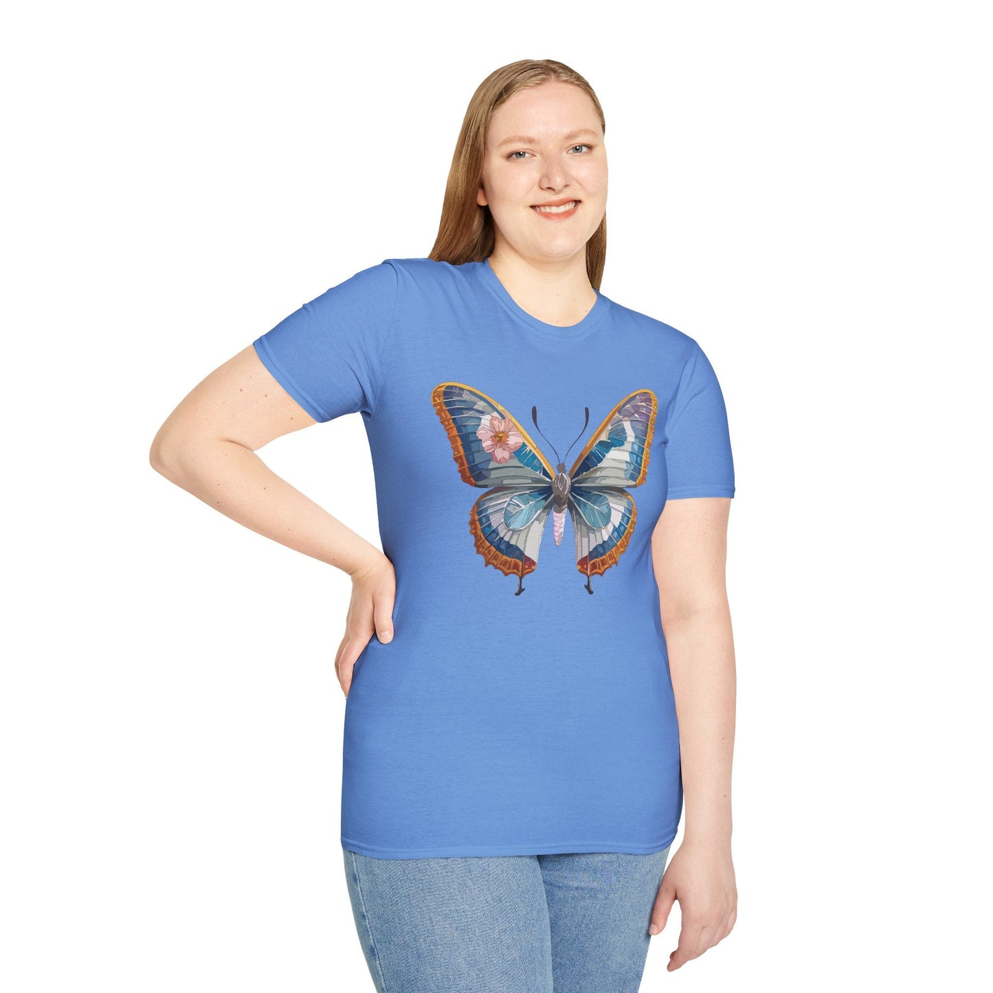 Unisex Butterfly Shirt Softstyle Tee 100 Percent Ring Spun Cotton Monarch Print Tee