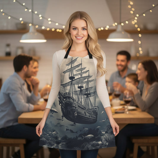Ship 100% Polyester Stain-resistant 31.5 x 25.6 | Art Print Canvas Apron 5