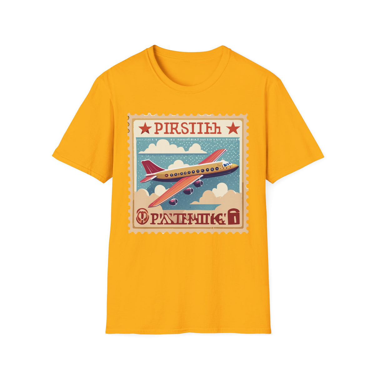 Vintage Airplane Stamp design T-Shirt | Retro Travel Plane Graphic Tee