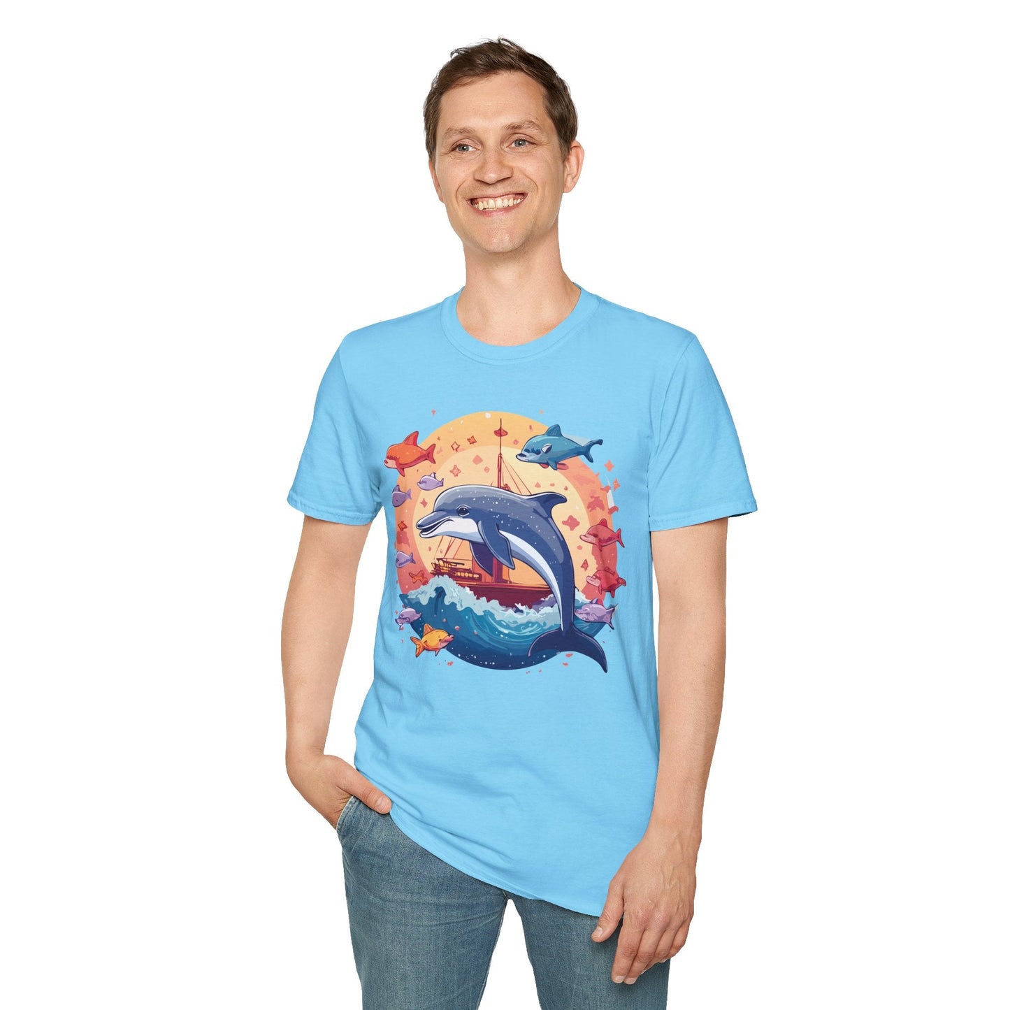 Dolphin Shirt Unisex Softstyle Cotton Tee 100 Percent Ring Spun Lightweight Breathable