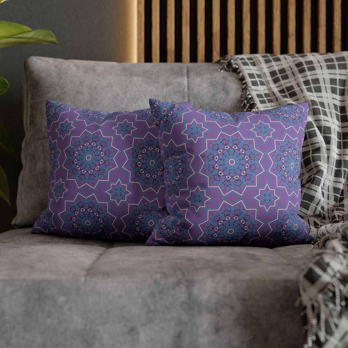 Ornament Print Pillowcase 100 Faux Suede Cover - 4 sizes: 14"-16"-18"-20" - Pillow Not Included
