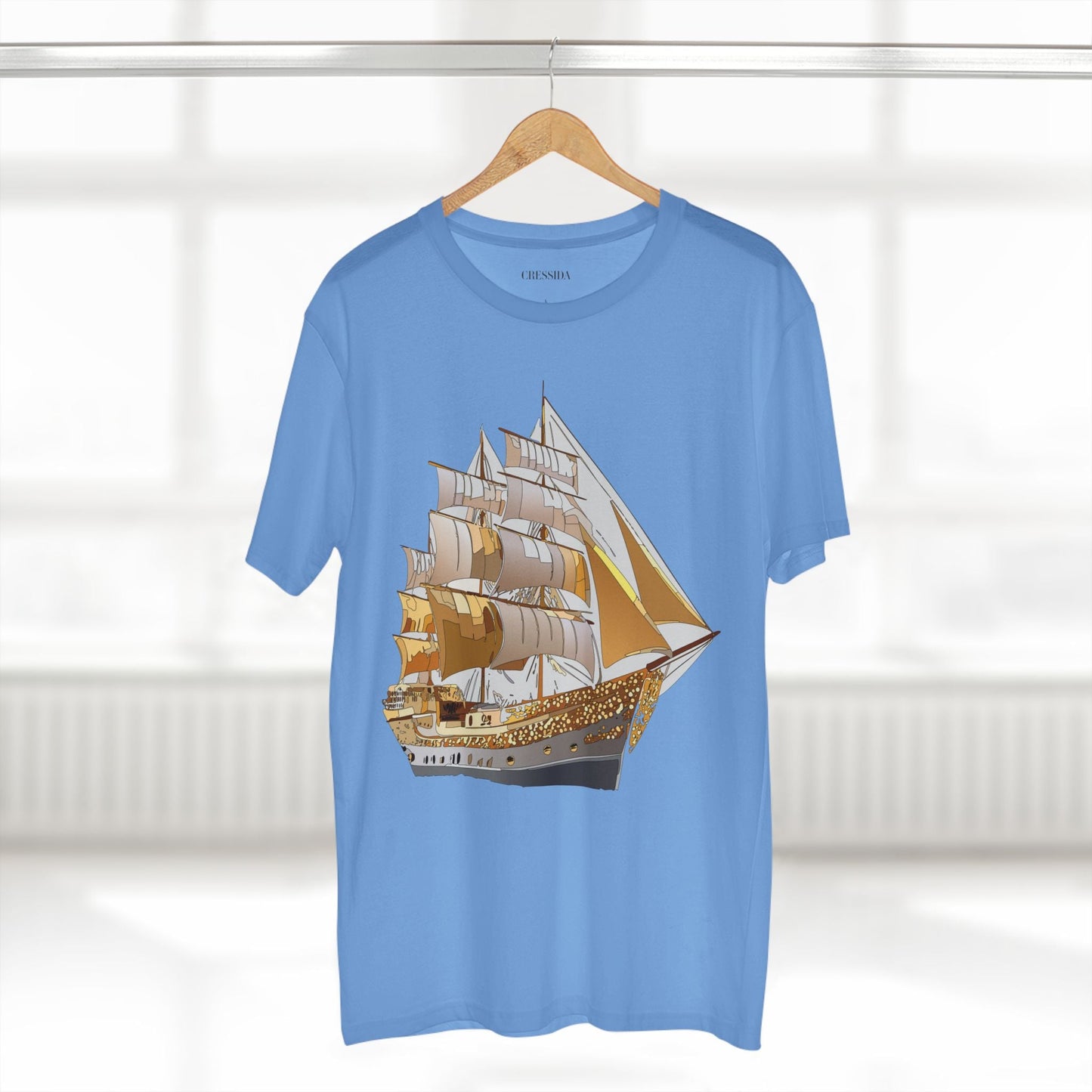 Ship Graphic Unisex 100 Cotton T-Shirt with Gold Frigate Art Design 21