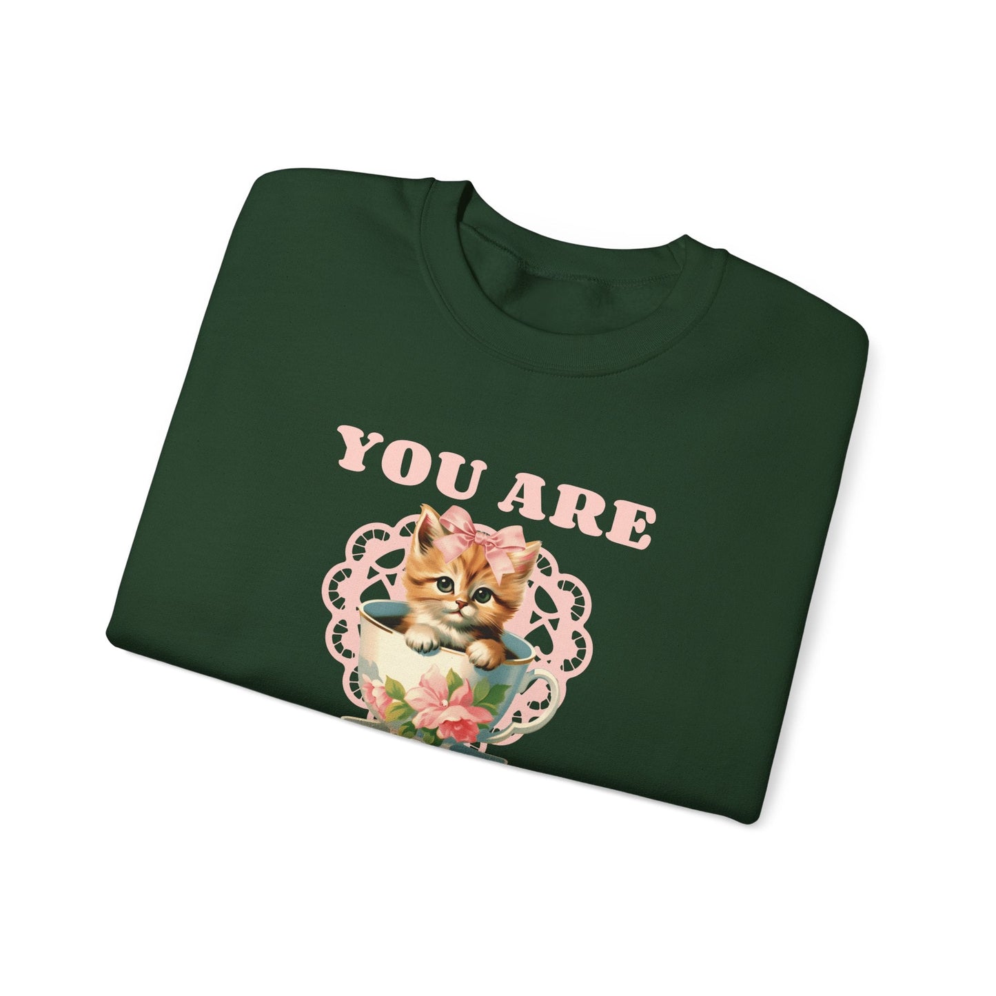 Cat Sweatshirt With Heart Print Valentines Day Unisex 50 50 Cotton Poly Crewneck