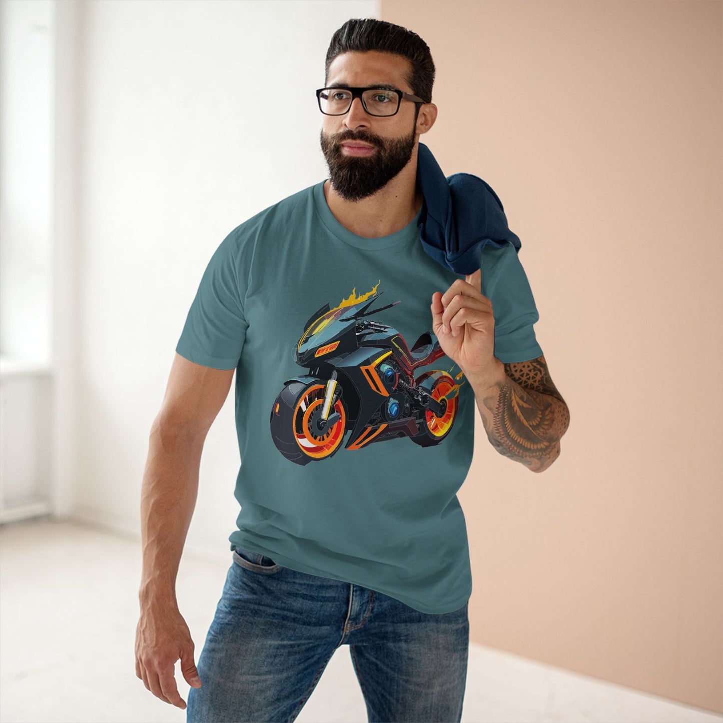 Moto Bike Graphic Unisex 100 Cotton Staple Tee 23