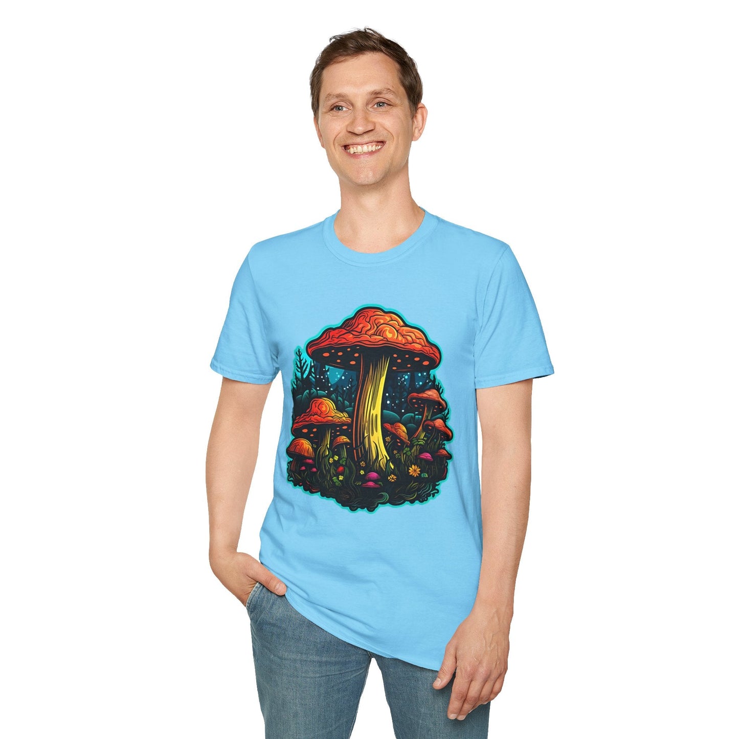 Funny Mashroom Graphic Unisex Softstyle Cotton With Cartoon Illustration Design 22