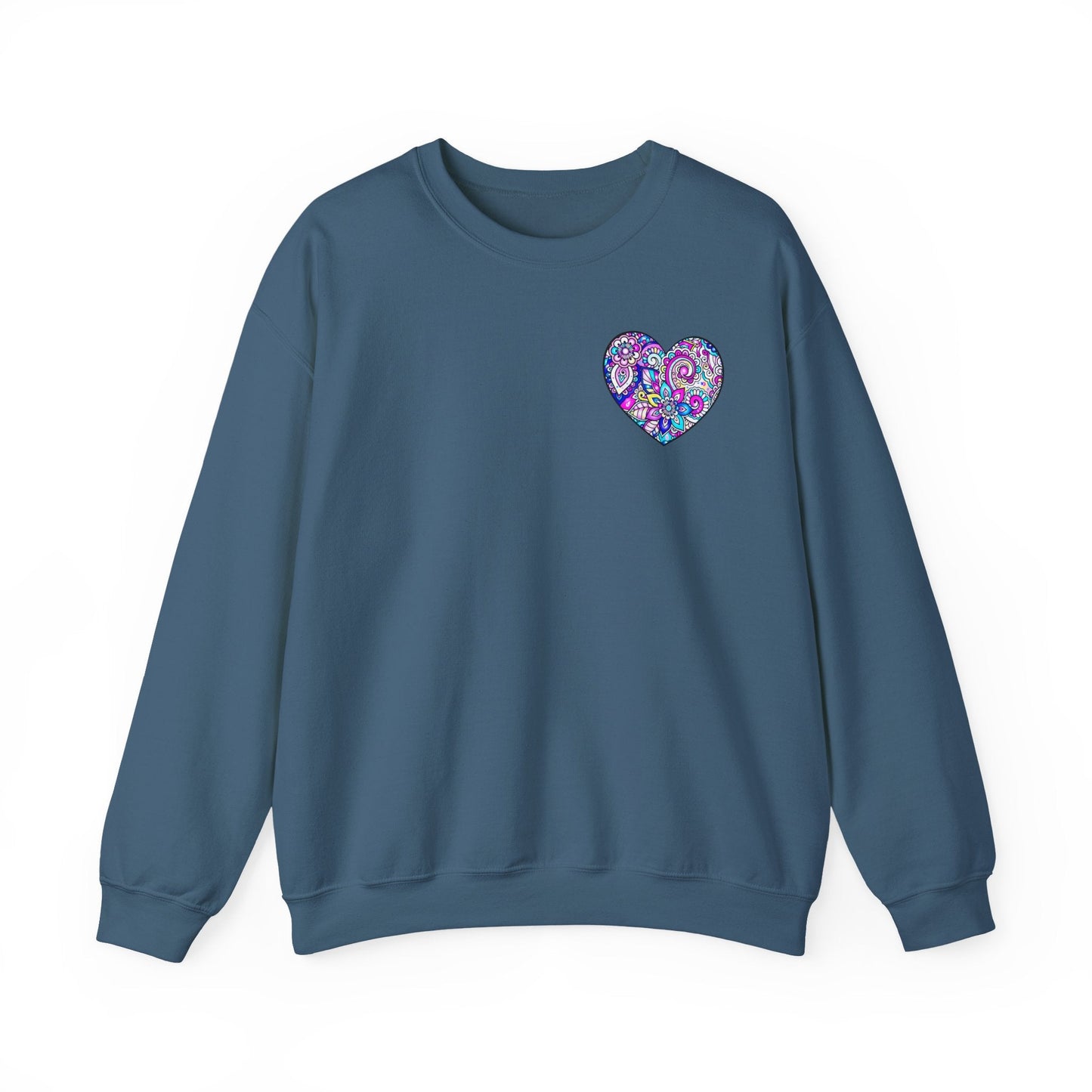 Floral Heart Sweatshirt Valentines Day Unisex Crewneck Gildan 18000 Heavy Blend Cotton Polyester
