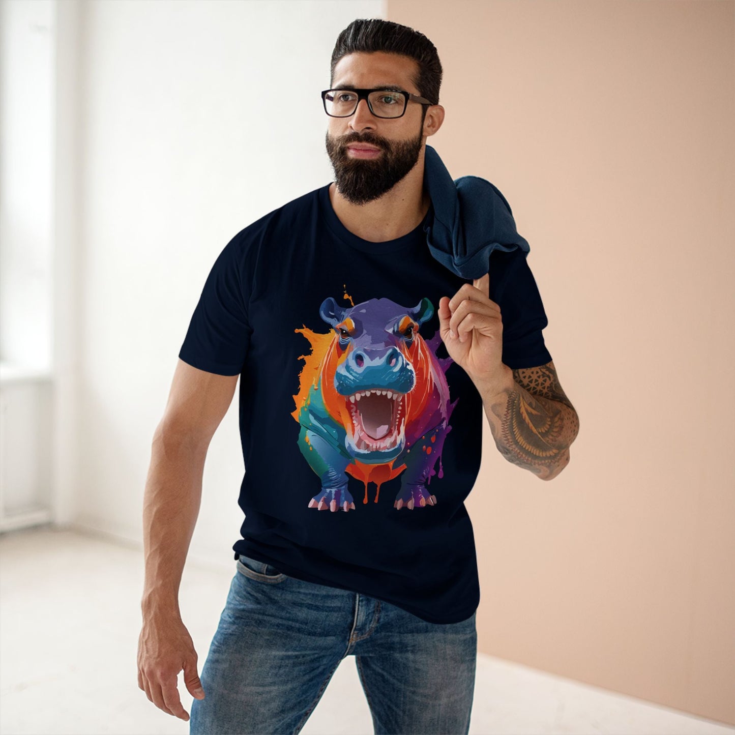 Hippo Graphic Unisex 100 Cotton Staple Tee with Animal Design Artwork 5