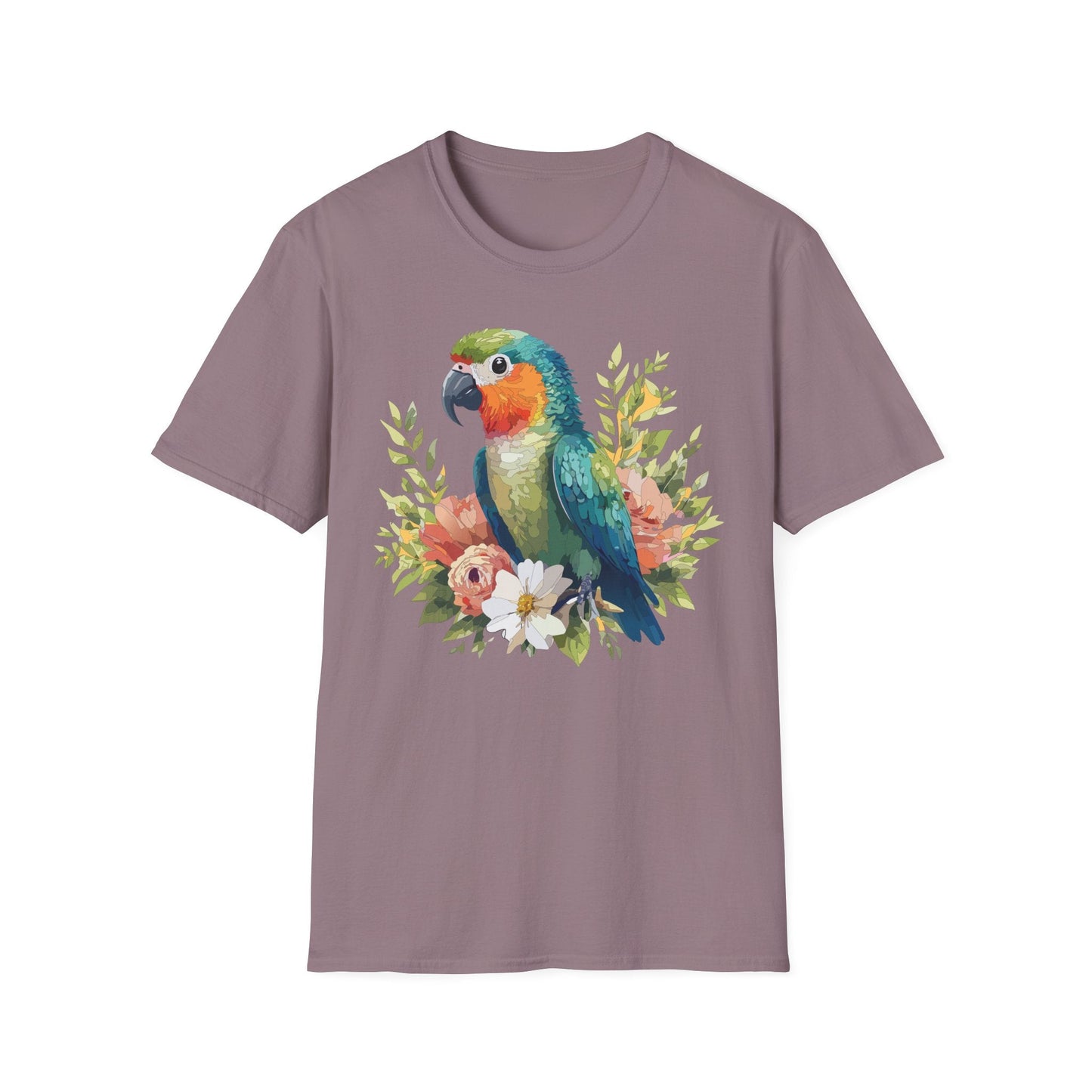 Floral Bird T Shirt Unisex Softstyle Gildan 64000 Cotton Tee for Everyday Comfort