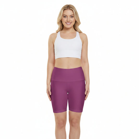 Berry Blush Women's Workout Shorts — Solid High-Waist Biker Shorts for Exercise & Everyday Wear