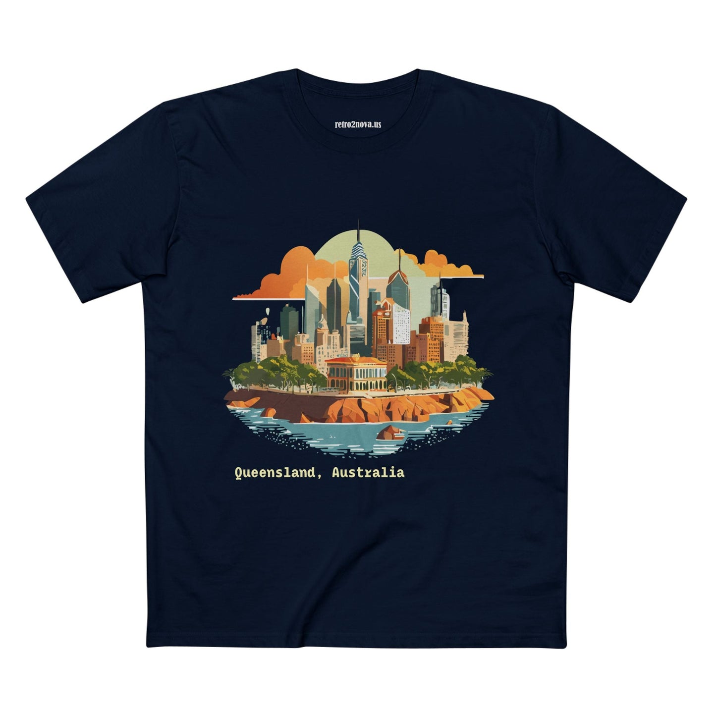 Unisex Travel Shirt Australia Art Tee Premium Cotton Original Design Retro2Nova TT65