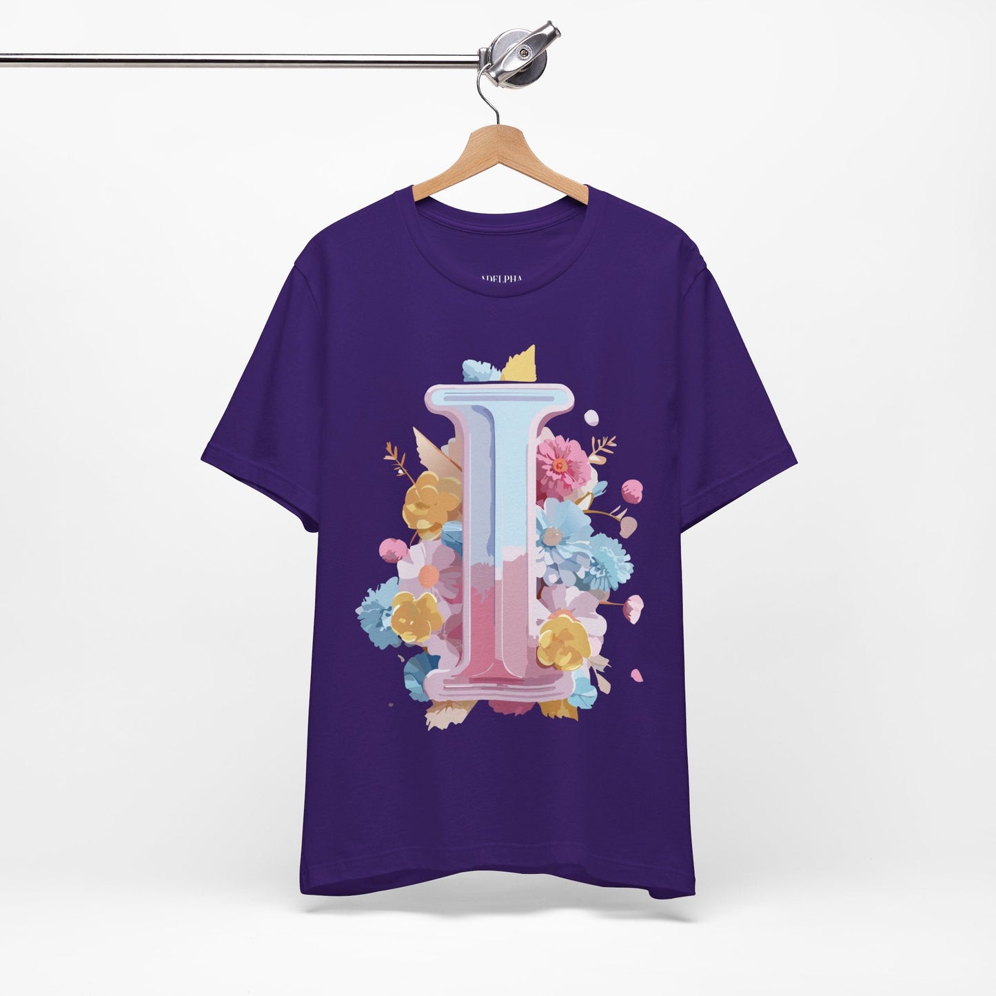 Letter I Shirt Unisex Graphic Tee Vintage Inspired Adelpha Art Design Short Sleeve