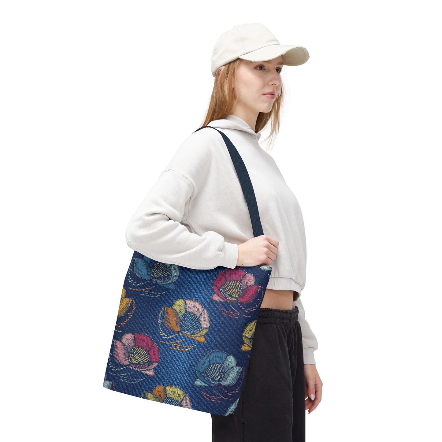 Denim Fabric Imitation Print Unisex Canvas Bag Poly Spun 3 Sizes Tote Bag 165