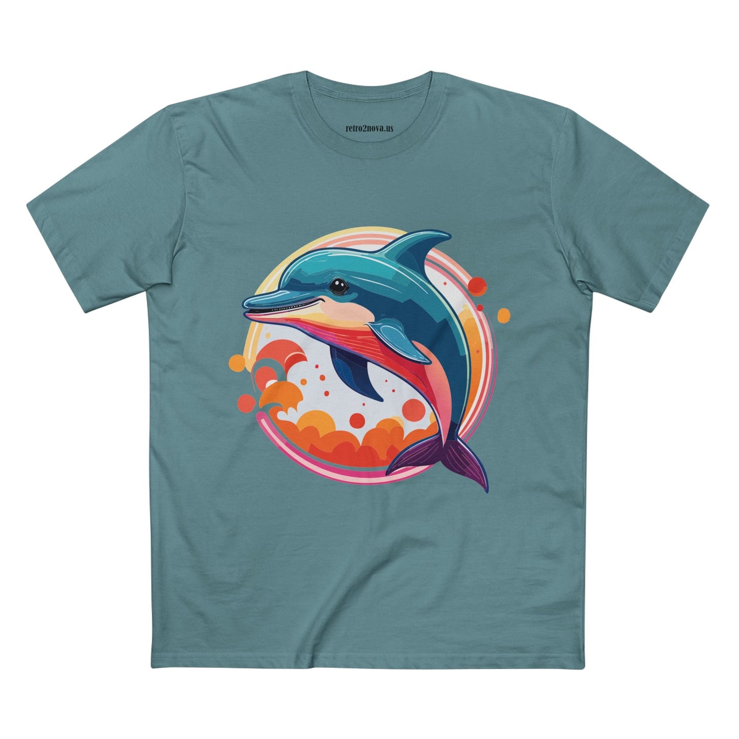 Dolphin Art Shirt Unisex Premium Cotton Tee By Retro2Nova Original Ocean Animal Design For Everyday Comfort
