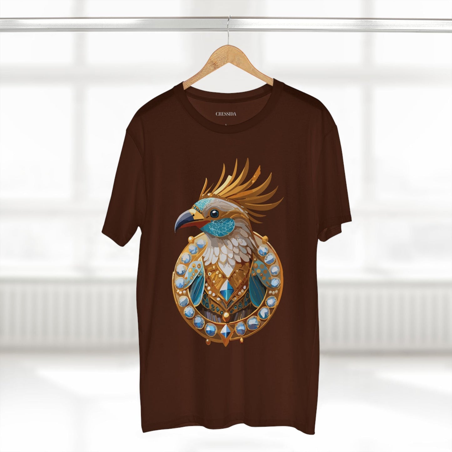 Bird Graphic Unisex 100 Cotton Tee With Unique Animal Golden Medallion Art Design 23