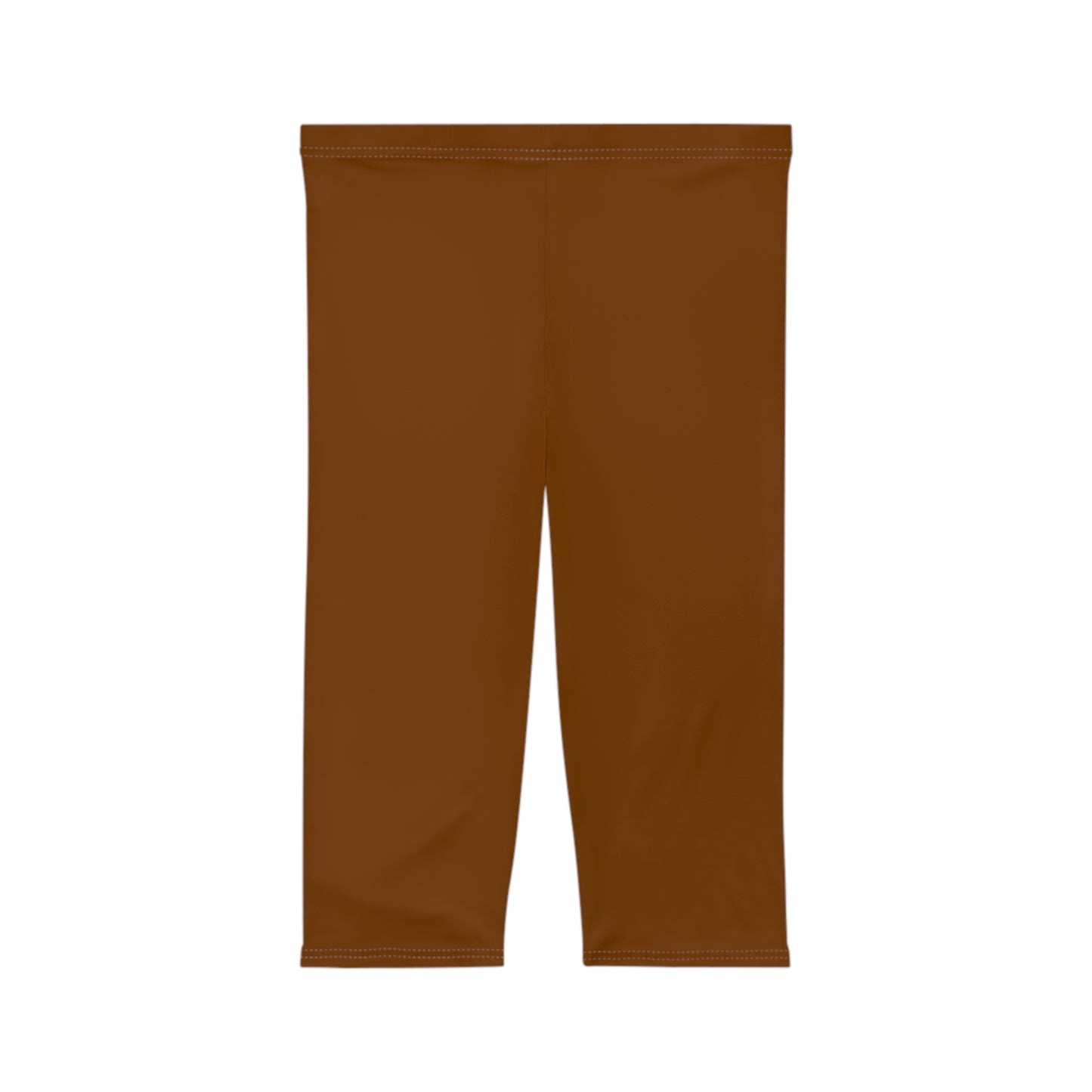 Raw Amber Rust Color Women's Brushed Suede Poly Span Casual Capri Leggings XS-2XL