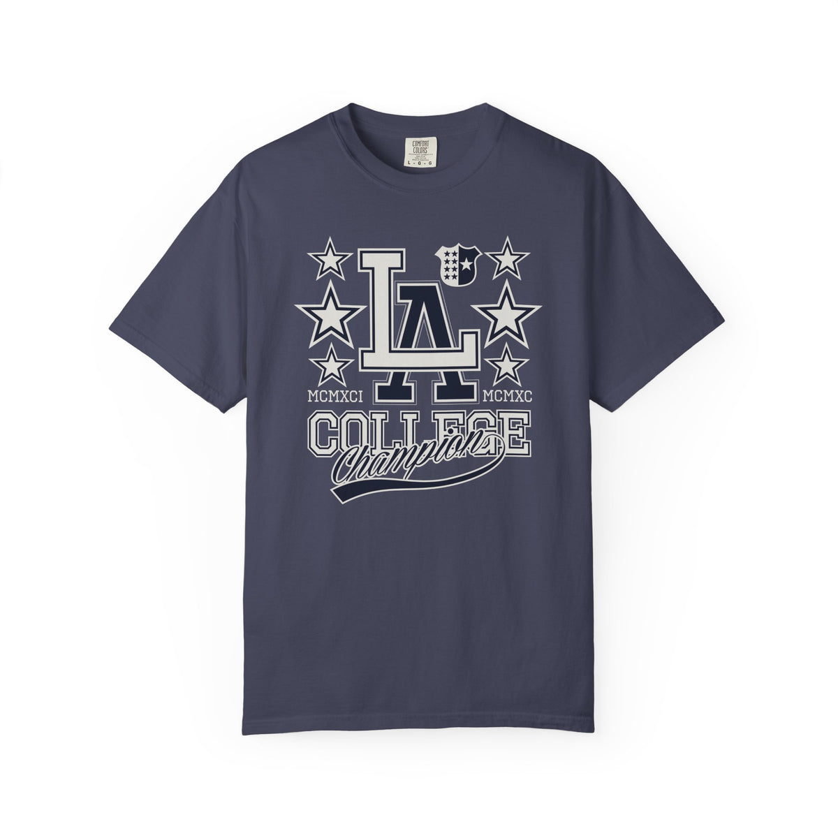 LA College Champions Logo Unisex Comfort Colors Garment-Dyed Heavyweight 100 Cotton Art Design T-Shirt w13
