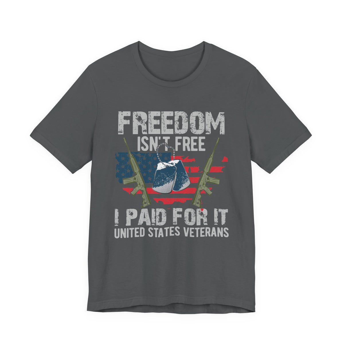 Freedom Isn't Free Paid For It Veterans T-Shirt American Flag Military Helmet Unisex Cotton v20