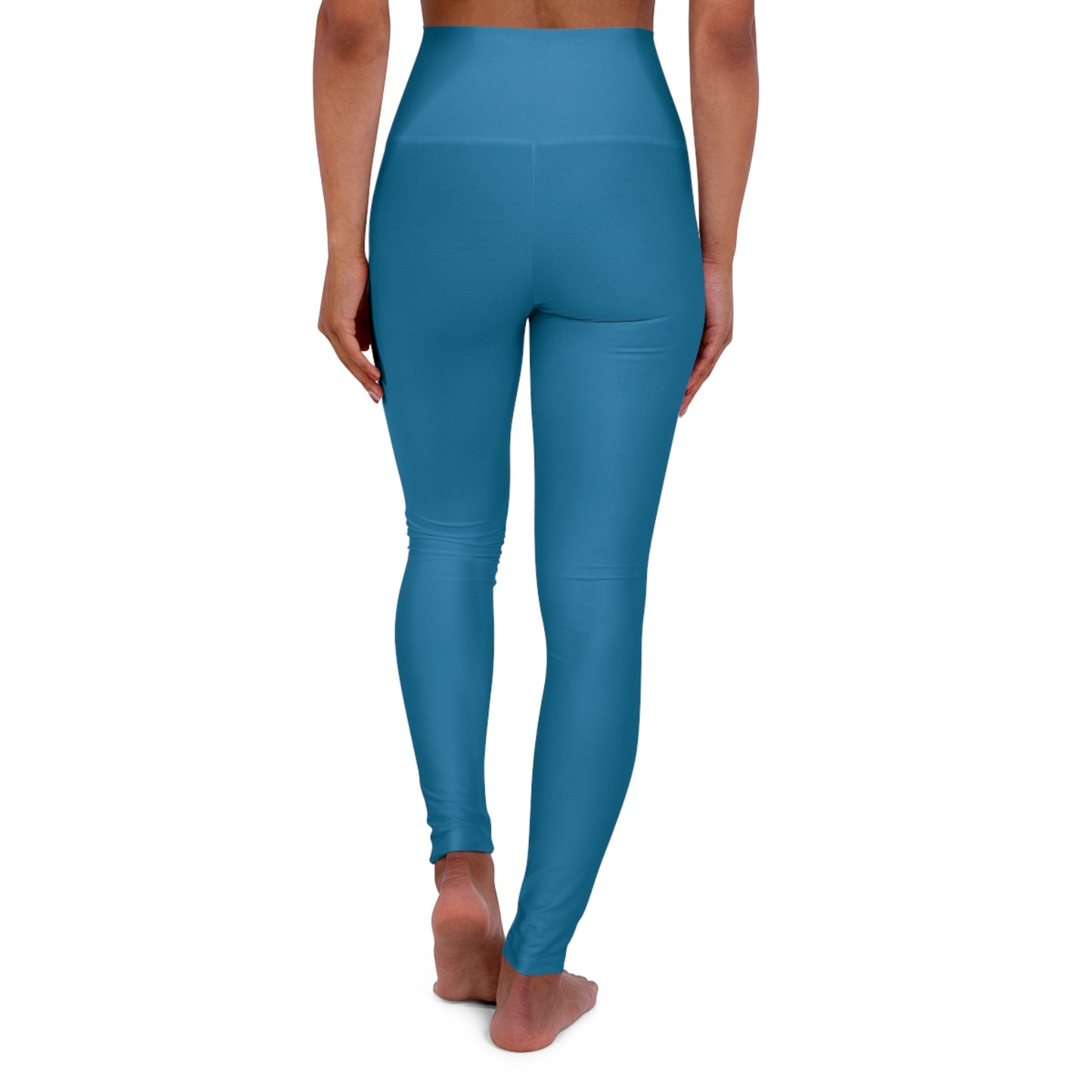 High-Waisted Cerulean Blue Yoga Leggings Women's Seamless Poly-Span Stretchy Blue Print Activewear Pants