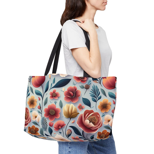 Floral Print Poly Canvas Weekender Bag 15