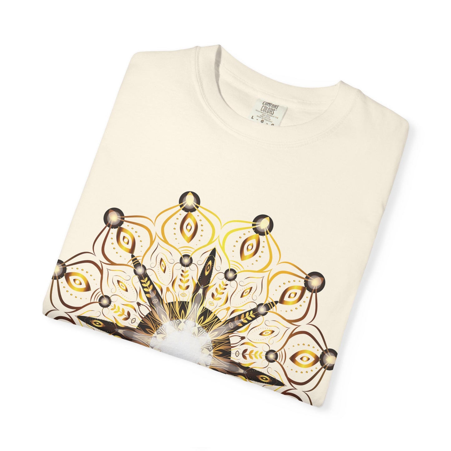 Unisex Garment Dyed Cotton T-Shirt with Mandala Graphic Design