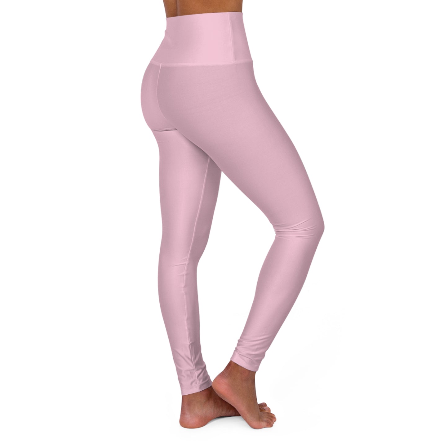 High-Waist Pastel Petal Pink Yoga Leggings Women's Seamless Poly-Span Stretchy Light Pink Activewear