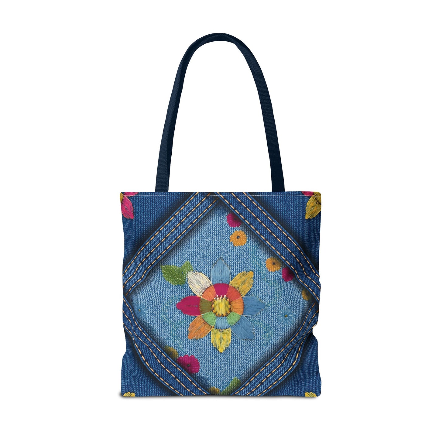 Denim Fabric Imitation Print Unisex Canvas Bag Poly Spun 3 Sizes Tote Bag 161