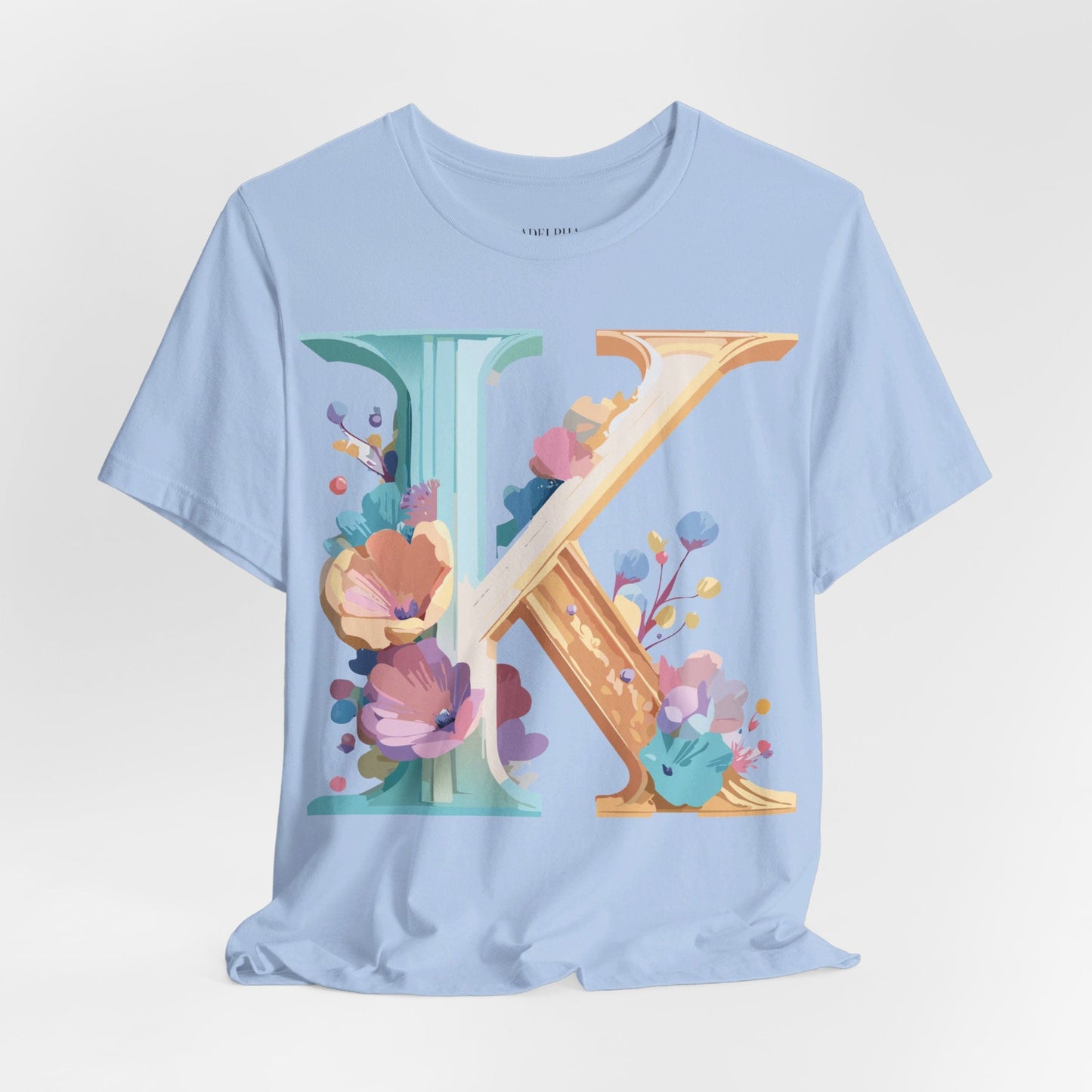 Letter K Graphic Tee Unisex Shirt By Adelpha Vintage Art Design Short Sleeve Collection