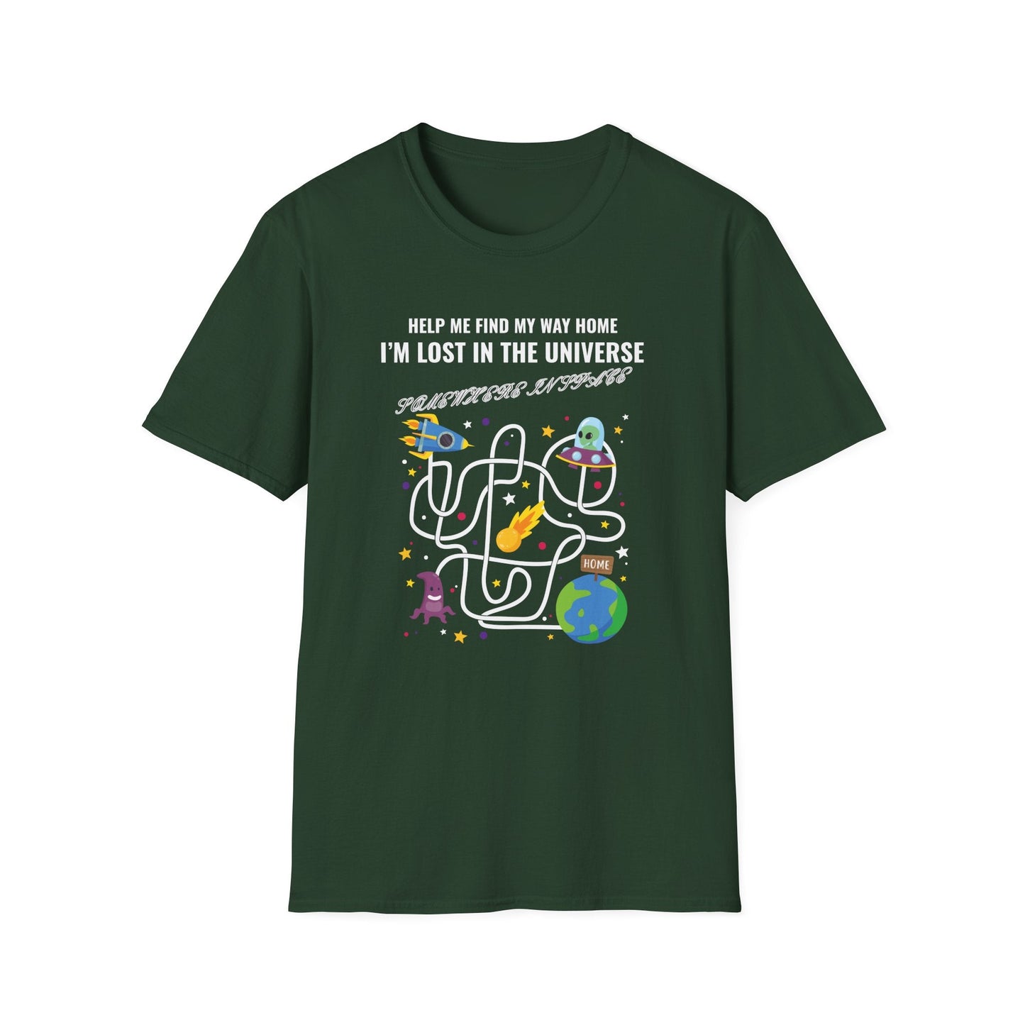 Lost in the Universe Maze TShirt Unisex Cotton Funny Space Puzzle Tee