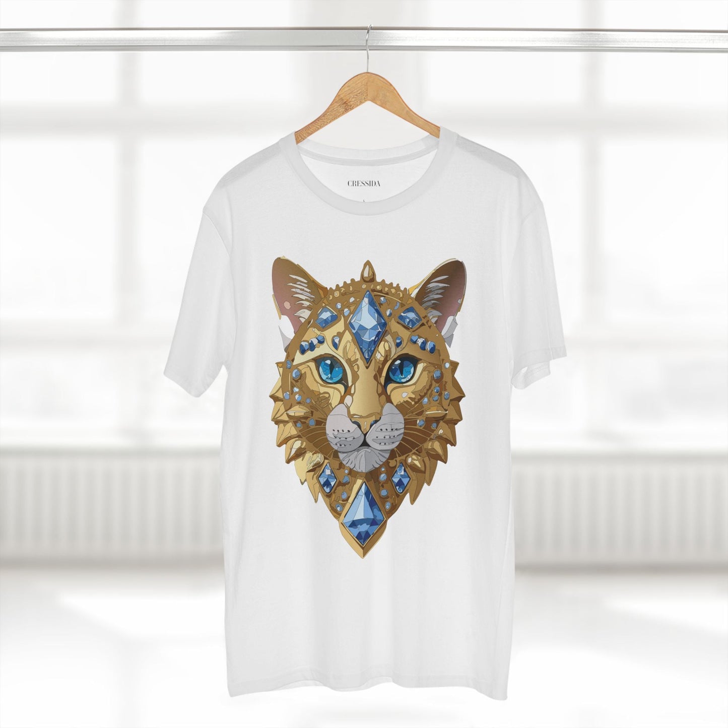 Cat Graphic Unisex 100 Cotton Tee With Unique Animal Golden Medallion Art Design 12