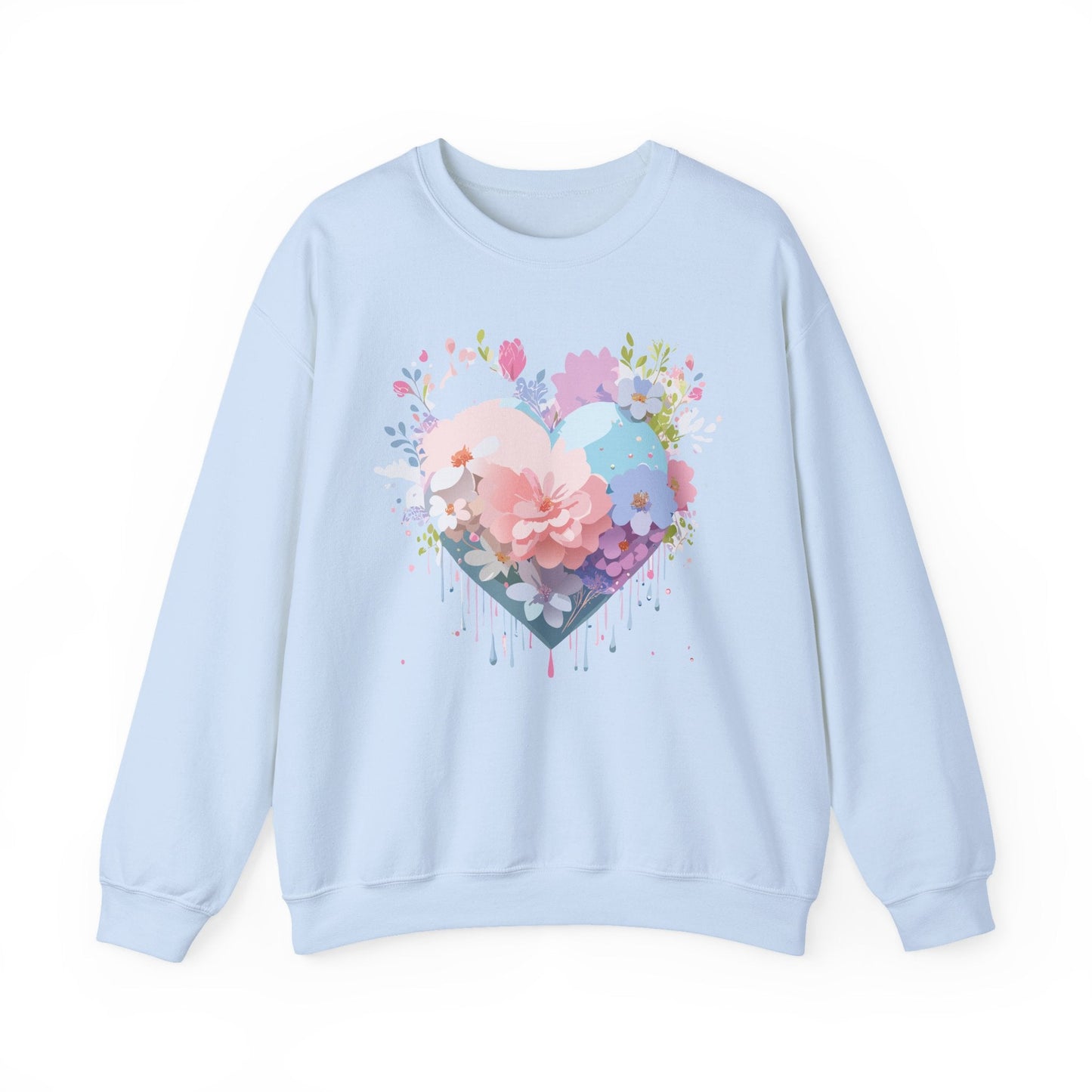 Floral Heart Sweatshirt Unisex Heavy Blend Crewneck Valentines Day Floral Love Cozy