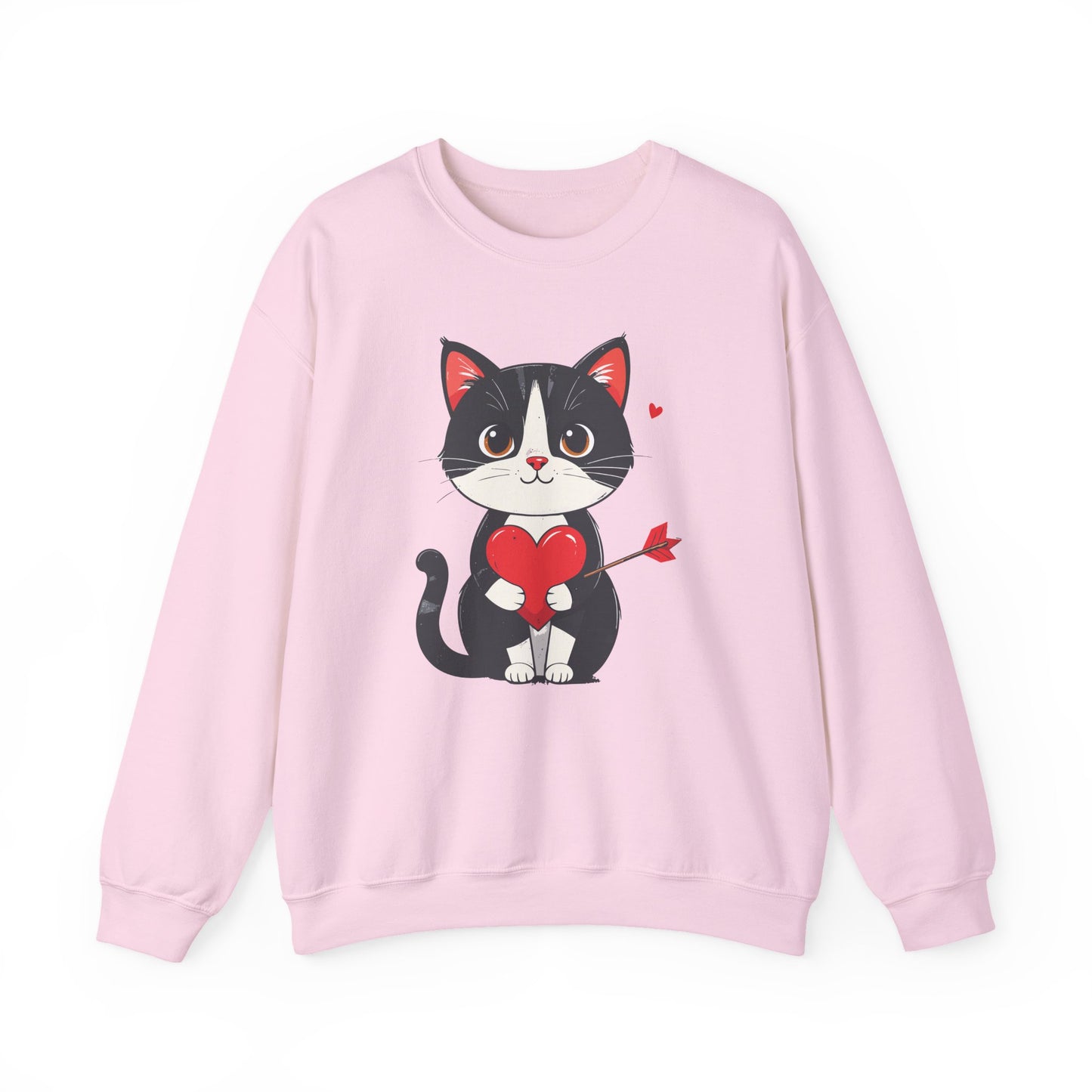 Cat Heart Sweatshirt, Heart Sweatshirt, Cat Sweatshirt, Valentine's Day Sweatshirt, 50/50 Cotton-Poly Animal Sweatshirt 103