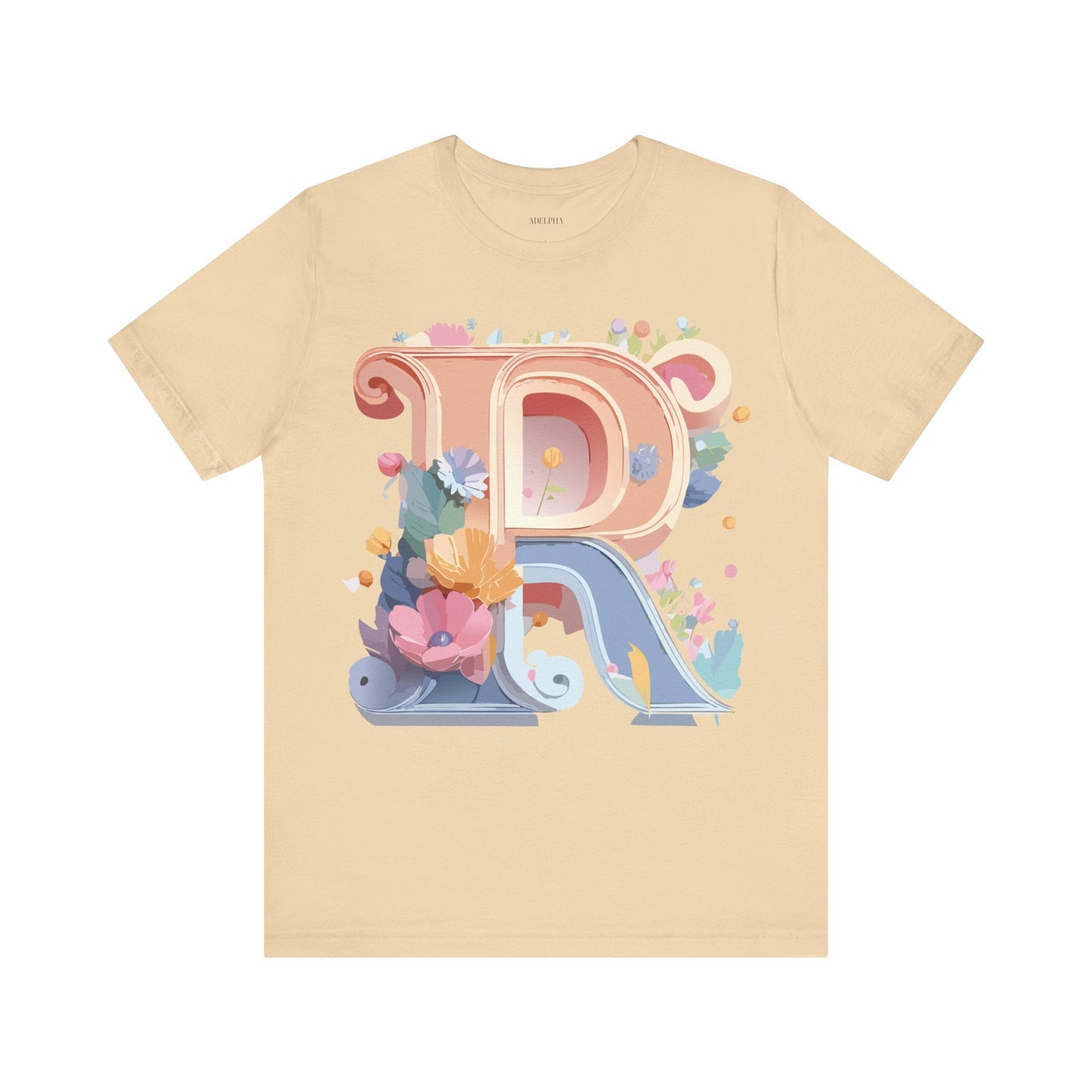 Letter R  Graphic Tee Unisex Short Sleeve Vintage Art Design Tee