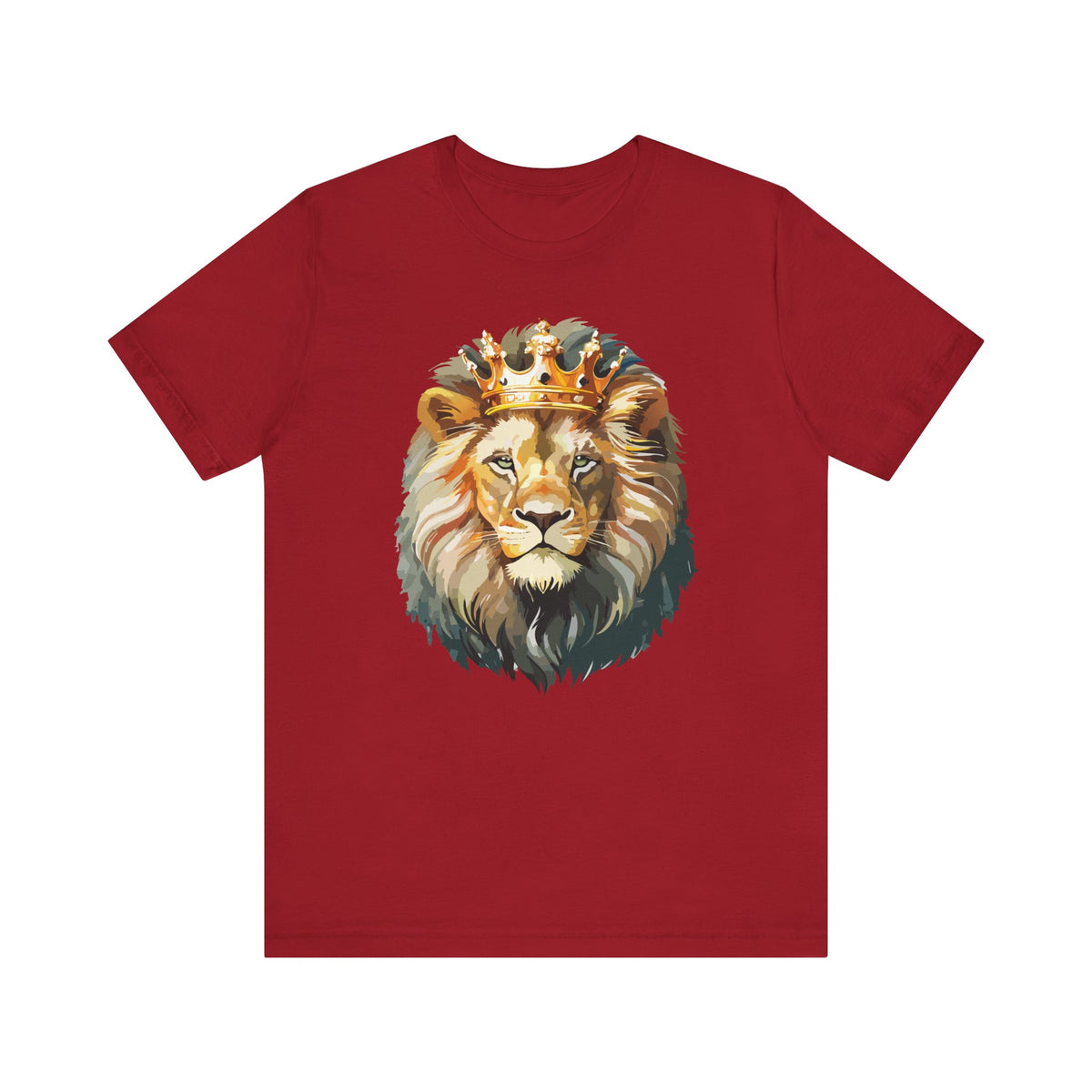Lion with Crown Tee Unisex Cotton T-Shirt Regal King Lion Illustration, Wildlife Graphic Shirt - 1