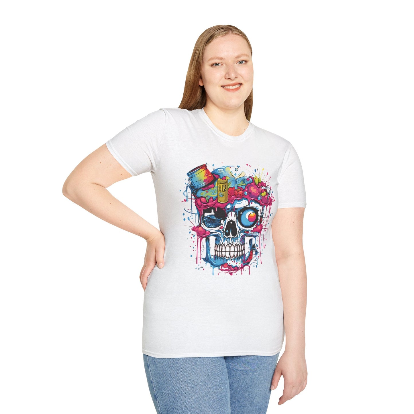Skull Graphic Tee Shirt Unisex Skeleton Shirt Softstyle Cotton Comfort Everyday Wear Durable