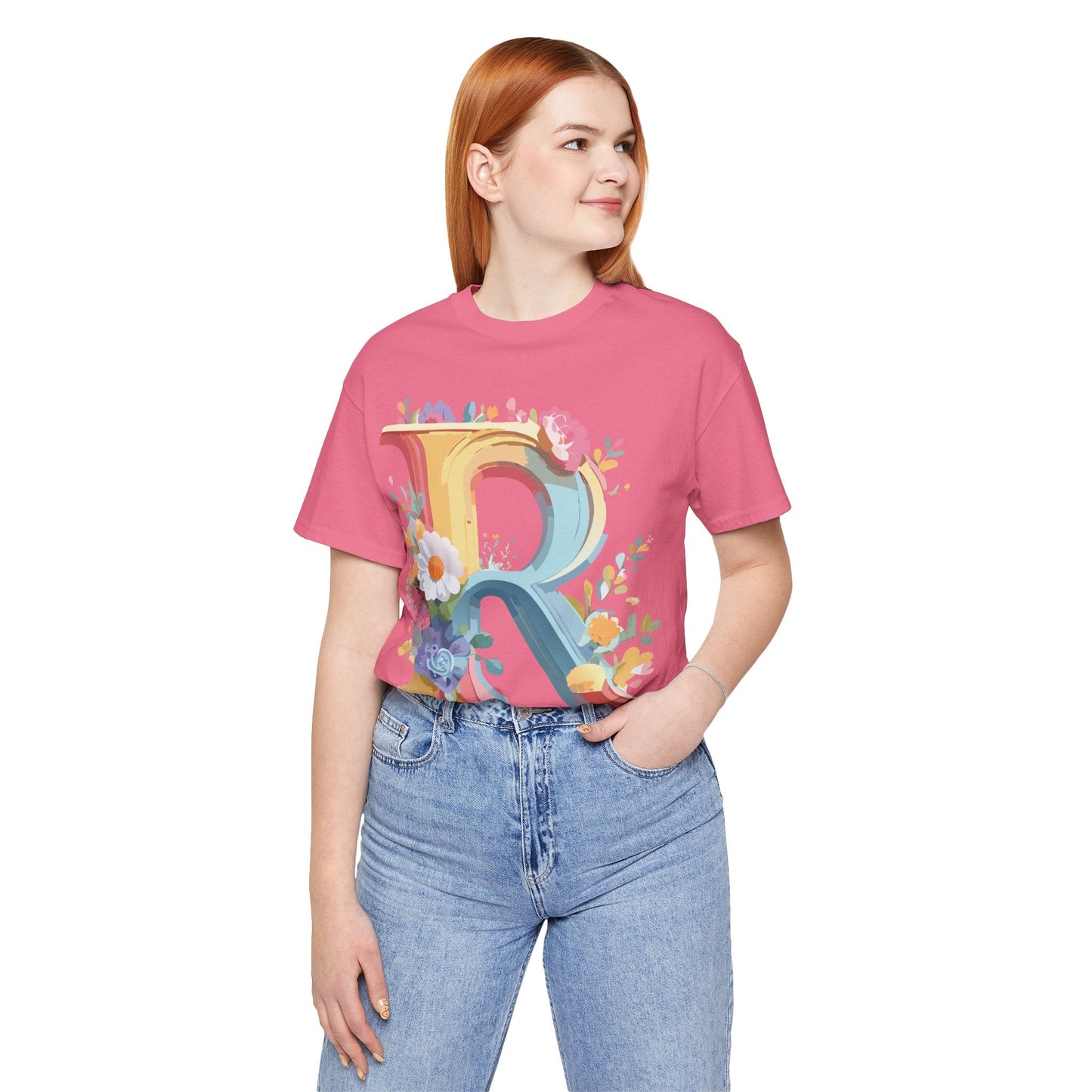 Adelpha Letter R Graphic Tee Unisex Short Sleeve Vintage Style Art Design Artwork Premium Fit