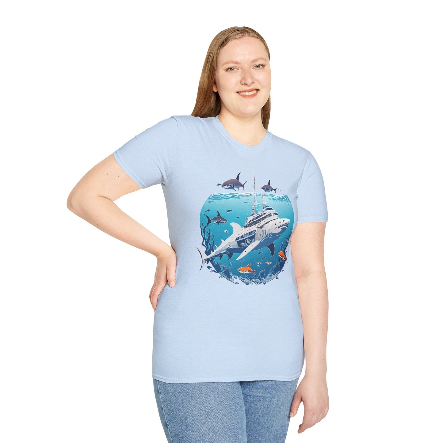Ocean Tee Shirt Unisex Softstyle 64000 Ring Spun Cotton Art Design Tee For Everyday Comfort