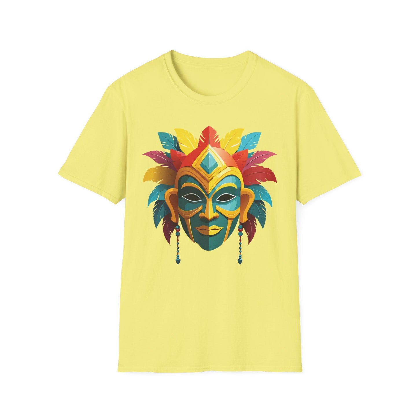 Unisex Mask Tee Shirt Gildan Softstyle 64000 Cotton Masquerade Design For Everyday Wear